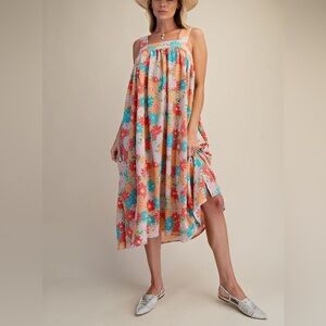 PRINTED KNIT POPCORN MAXI DRESS
